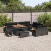 vidaXL Set Divano da Giardino con cuscino 17 pcs Nero polyrattan