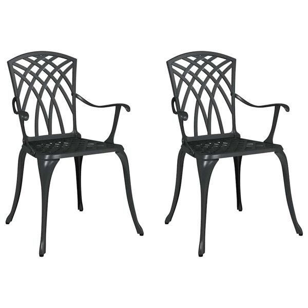 vidaXL Sedia da Giardino 2 pcs Nero 55 x 56.5 x 91cm Alluminio
