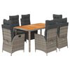 vidaXL Set da Pranzo da Giardino 7 pz con Cuscini in Polyrattan Grigio