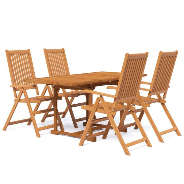 vidaXL Set Mobili da Pranzo per Giardino 5 pz Legno Massello di Acacia 120-170 cm