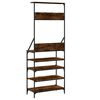 vidaXL Appendiabiti con Porta Scarpe Rovere Fumo 70x34x184 cm