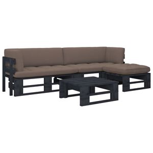 vidaXL Set Divani in Pallet con Cuscini 4 pz in Pino Impregnato Nero