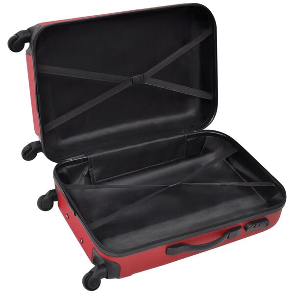 vidaXL Set Trolley 3 pz Rosso