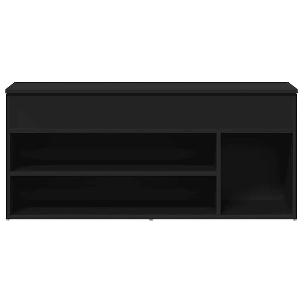 vidaXL Panca Porta Scarpe Nera 102x30,5x45 cm in Legno Multistrato