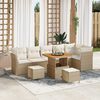 vidaXL Set Divano da Giardino 9 pcs Beige polyrattan