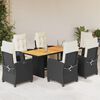 vidaXL Set da Pranzo da Giardino 7 pz Nero con Cuscini in Polyrattan