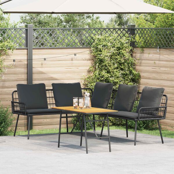 vidaXL Set Divano da Giardino 2 pcs Nero polyrattan
