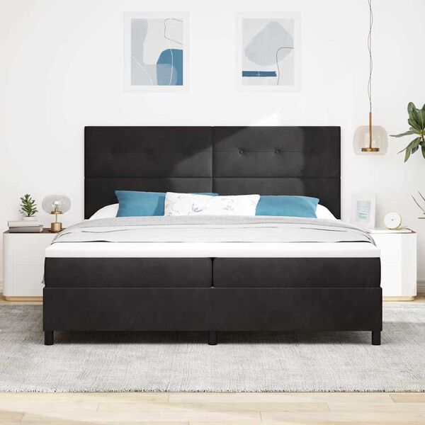 vidaXL Letto a Sorgente LED con materasso Nero 200 x 200 cm Tessuto
