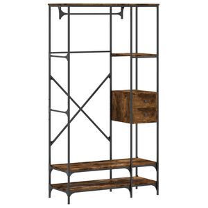 vidaXL Appendiabiti con Scaffali Rovere Fumo in Legno Multistrato