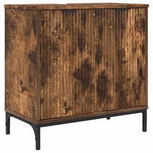 vidaXL Armadio per Lavabo da Bagno Rovere fum&eacute; 60,5 x 33,5 x 61 cm