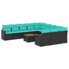 vidaXL Set Divani da Giardino 12 pz con Cuscini Nero in Polyrattan