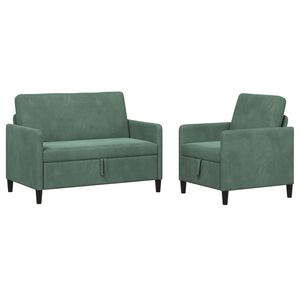 vidaXL Set di Divani con Storage 2 pz Verde Mare Poliestere