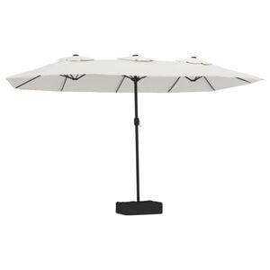vidaXL Ombrellone a Doppia Testa con LED Bianco Sabbia 449x265 cm