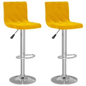 vidaXL Sgabelli da Bar 2 pz Giallo Senape in Velluto