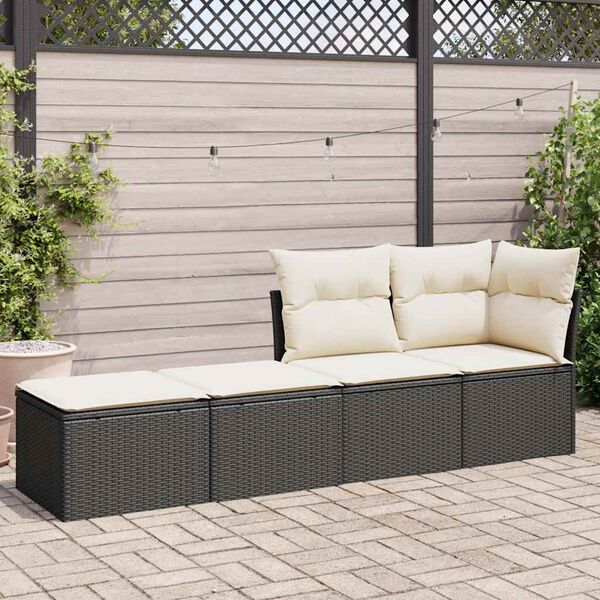 vidaXL Set Divani da Giardino con Cuscini 2 pz Nero Polyrattan Acacia