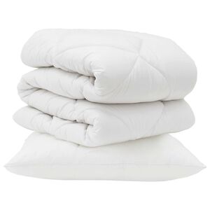 vidaXL Piumone con cuscino 2 pcs Bianco Microfibra