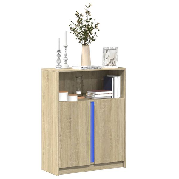 vidaXL Credenza con LED Rovere Sonoma 77x34x100cm in Legno Multistrato