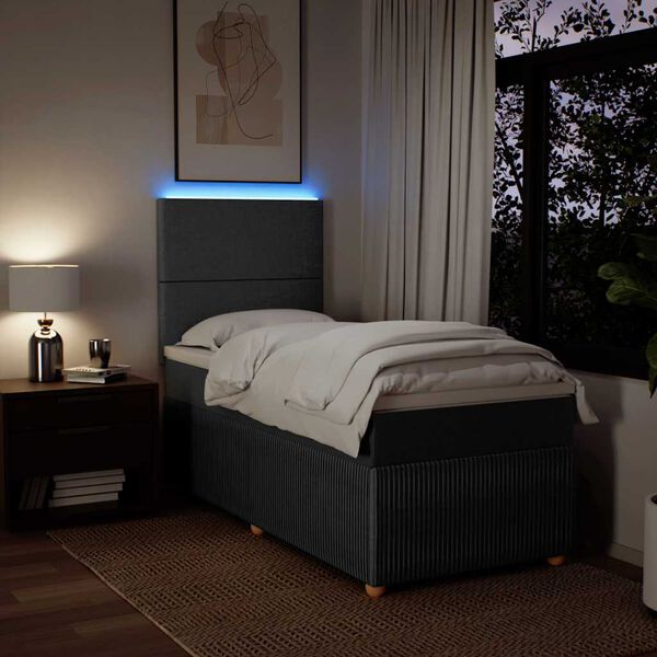 vidaXL Giroletto a Molle con Materasso Grigio Scuro 80x200 cm Tessuto