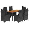 vidaXL Set da Pranzo da Giardino 7 pz Nero con Cuscini in Polyrattan