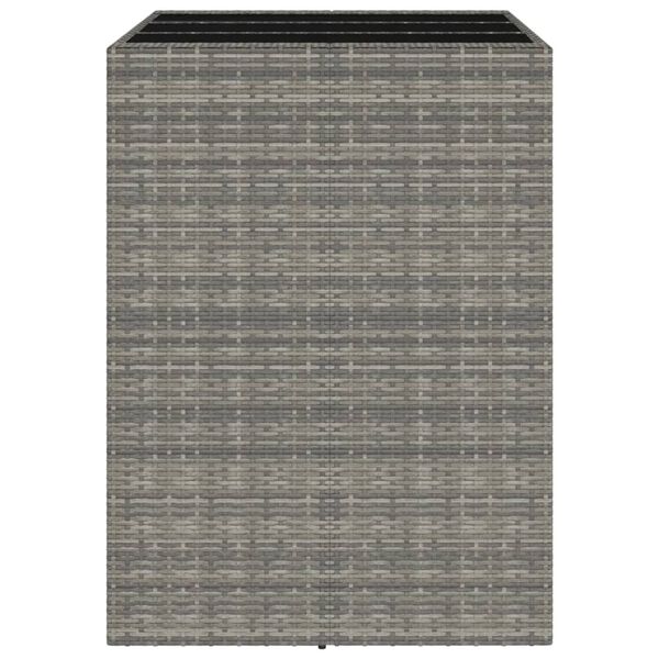 vidaXL Tavolo da Bar con Piano in Vetro Grigio 105x80x110cm Polyrattan