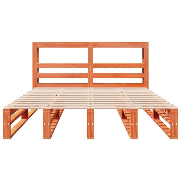 vidaXL Giroletto con Testiera Marrone Cera 120x200 cm Massello Pino