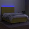 vidaXL Letto a Molle con Materasso e LED Verde 140x190 cm in Tessuto