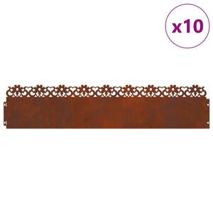 vidaXL Bordure per prato 10 pcs Ruggine 103 x 0,05 x 22 cm