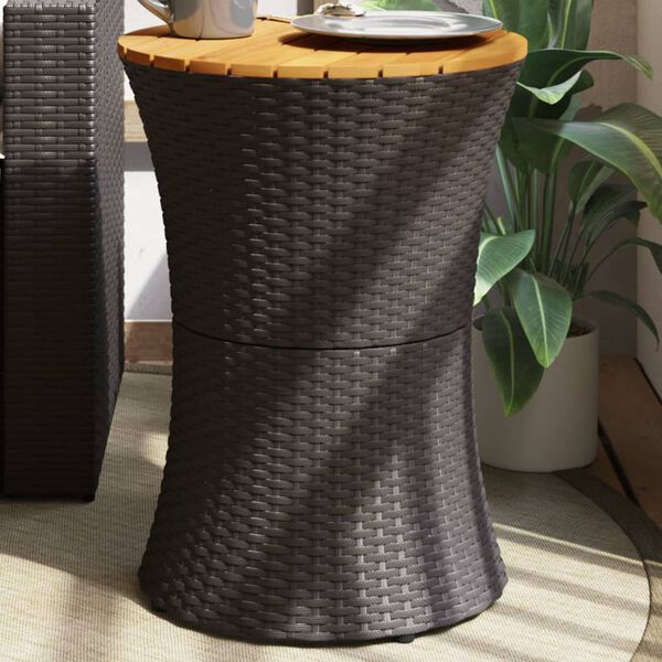 vidaXL Tavolino Giardino Forma Tamburo Nero Polyrattan Legno Massello
