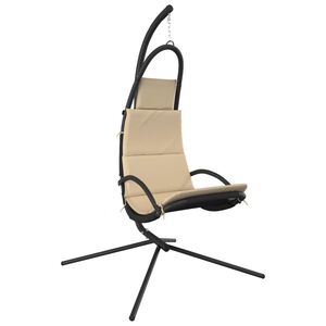 vidaXL Sedia Dondolo Giardino con Cuscino Crema Tessuto Oxford Acciaio