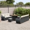 vidaXL Set Divano da Giardino con cuscino 10 pcs Nero polyrattan