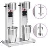 vidaXL Frullatore per Milkshake con Tazza Doppia in Acciaio Inox 2 L