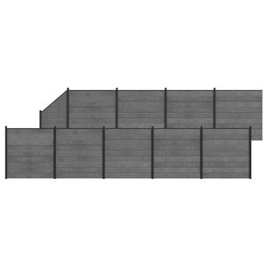 vidaXL Set di Recinzione 10 pz 1657 x 186 cm WPC e Alluminio Grigio