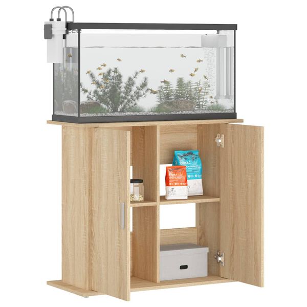 vidaXL Supporto per acquario in rovere Sonoma 81x36x73 cm in legno ingegnerizzato