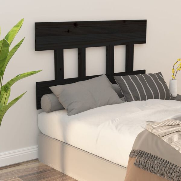 vidaXL Testiera per Letto Nera 93,5x3x81 cm in Legno Massello di Pino
