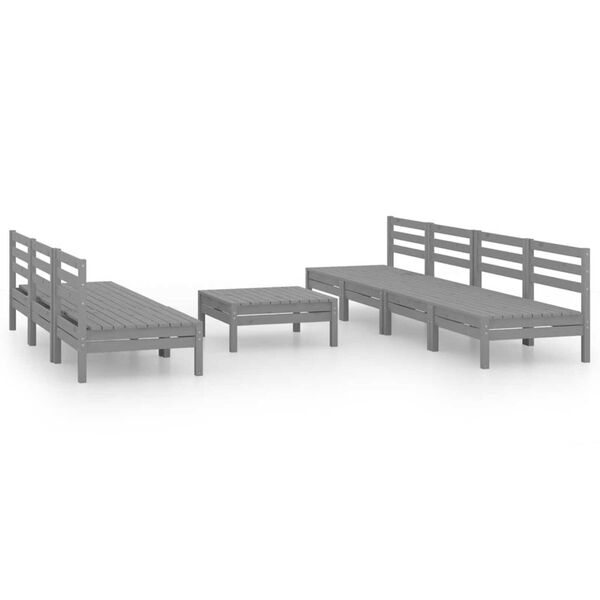 vidaXL Set Divani da Giardino 8 pz Grigio in Legno Massello di Pino