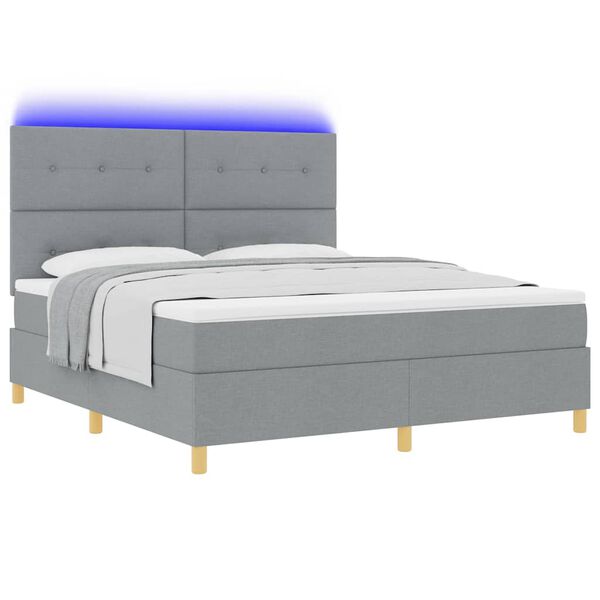 vidaXL Letto a Sorgente LED Grigio chiaro 180 x 200 cm Tessuto