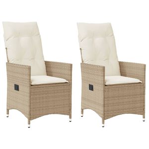 vidaXL Sedie Reclinabili da Giardino 2pz con Cuscini Beige Polyrattan
