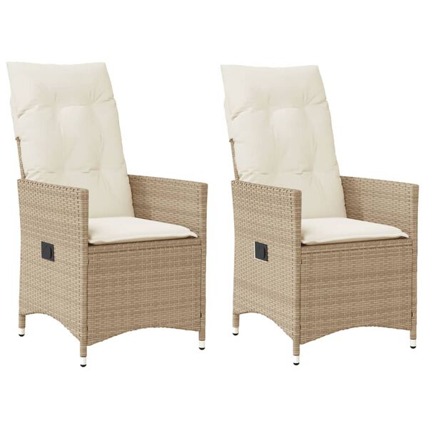 vidaXL Sedie Reclinabili da Giardino 2pz con Cuscini Beige Polyrattan