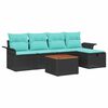 vidaXL Set Divano da Giardino 6 pz Nero Poly Rattan