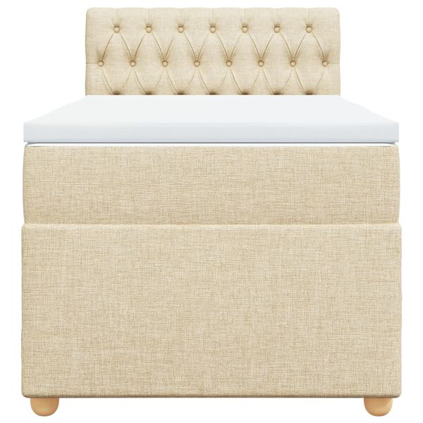 vidaXL Giroletto a Molle con Materasso Crema 100x200 cm in Tessuto