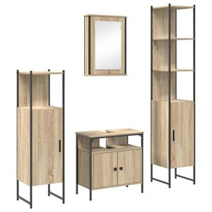 vidaXL Set di mobili per il bagno con lo scaffale 4 pcs Rovere Sonoma