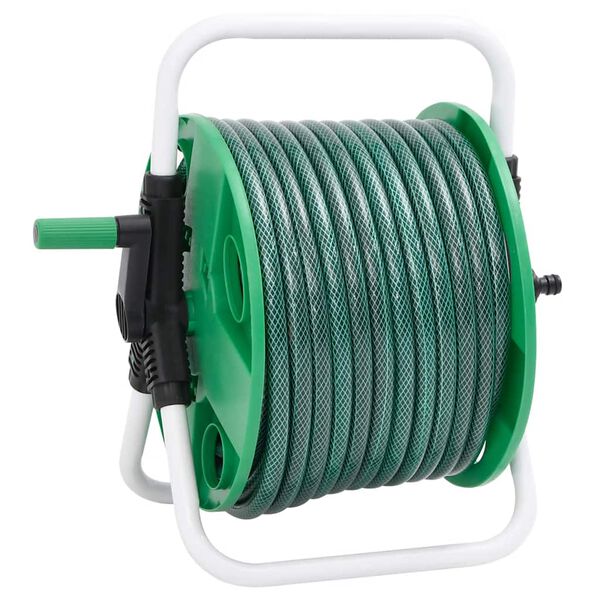vidaXL Avvolgitubo Autonomo Verde con Set Raccordi Tubo 0,5" 50 m PVC