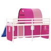 vidaXL Letto a Soppalco con Tunnel Bambini Rosa 90x200cm Massello Pino