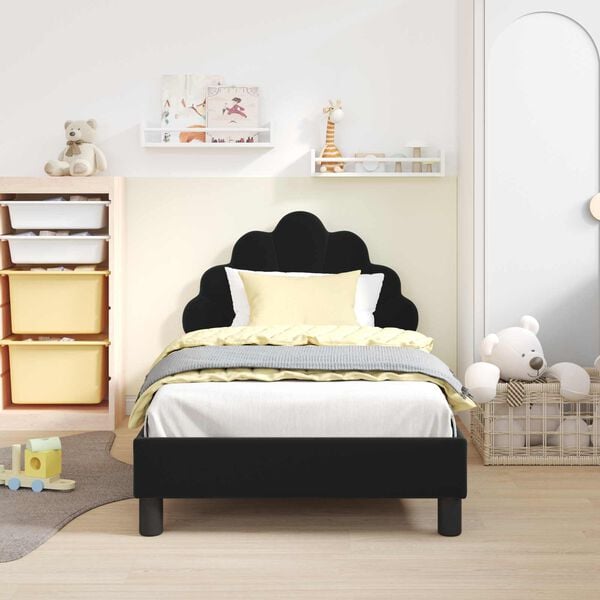 vidaXL Struttura letto bambini con testata Nero 80 x 160 cm Velluto
