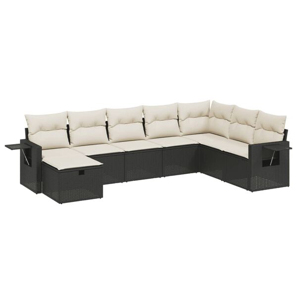 vidaXL Set Divani da Giardino con Cuscini 8 pz Nero in Polyrattan