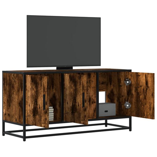 vidaXL Mobile TV Rovere Fumo 100x35x50 cm Legno Multistrato e Metallo