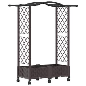 vidaXL Letto Rialzato con Griglia e Tetto Marrone 124 x 40 x 129 cm PP
