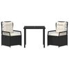 vidaXL Set da Pranzo per Giardino 3 pcs Nero polyrattan