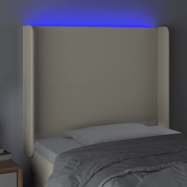 vidaXL Testiera a LED crema 93x16x118/128 cm in Similpelle