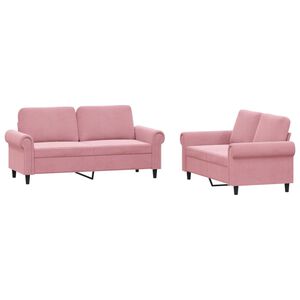 vidaXL Set di Divani 2 pz con Cuscini rosa in Velluto